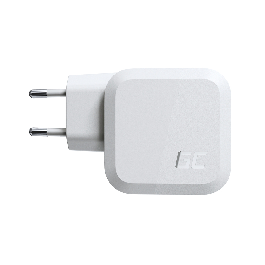 Green Cell bel 65W GaN GC PowerGan mains napajanje za Laptop, MacBook, Phone, Tablet, Nintendo Switch - 2x USB-C, 1x (CHARGC08W)
